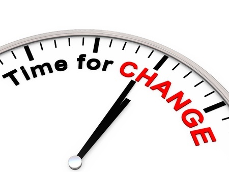 Clock with the words Time for Change represents that a woman is going to change her habits and start saying no more.