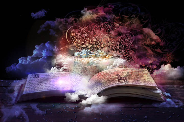 A magical book is open on the table signifying an epic love story that we all want.