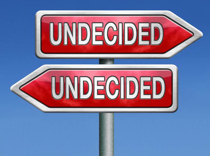 A signpost reading "undecided" pointing in both directions.