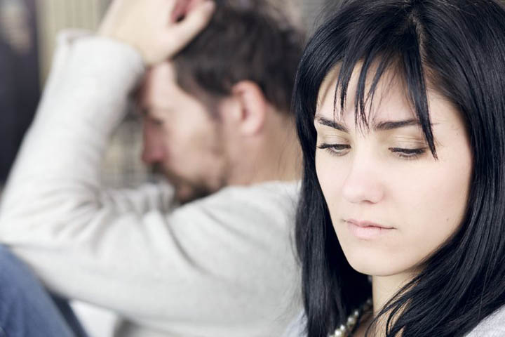 Unhappy couple after fight not talking to each other