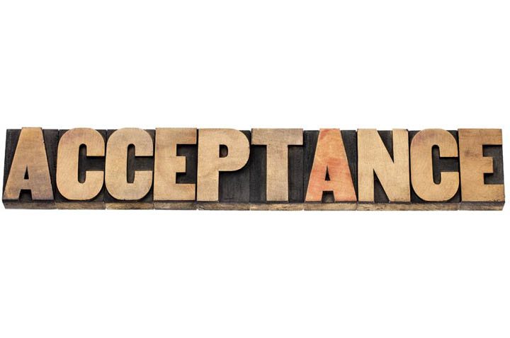 acceptance word - isolated text in letterpress wood type